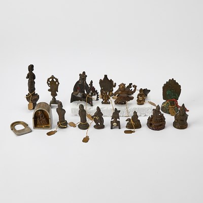Lot 616 - A Group of Chinese and Himalayan Miniature Bronze Votive Figures
