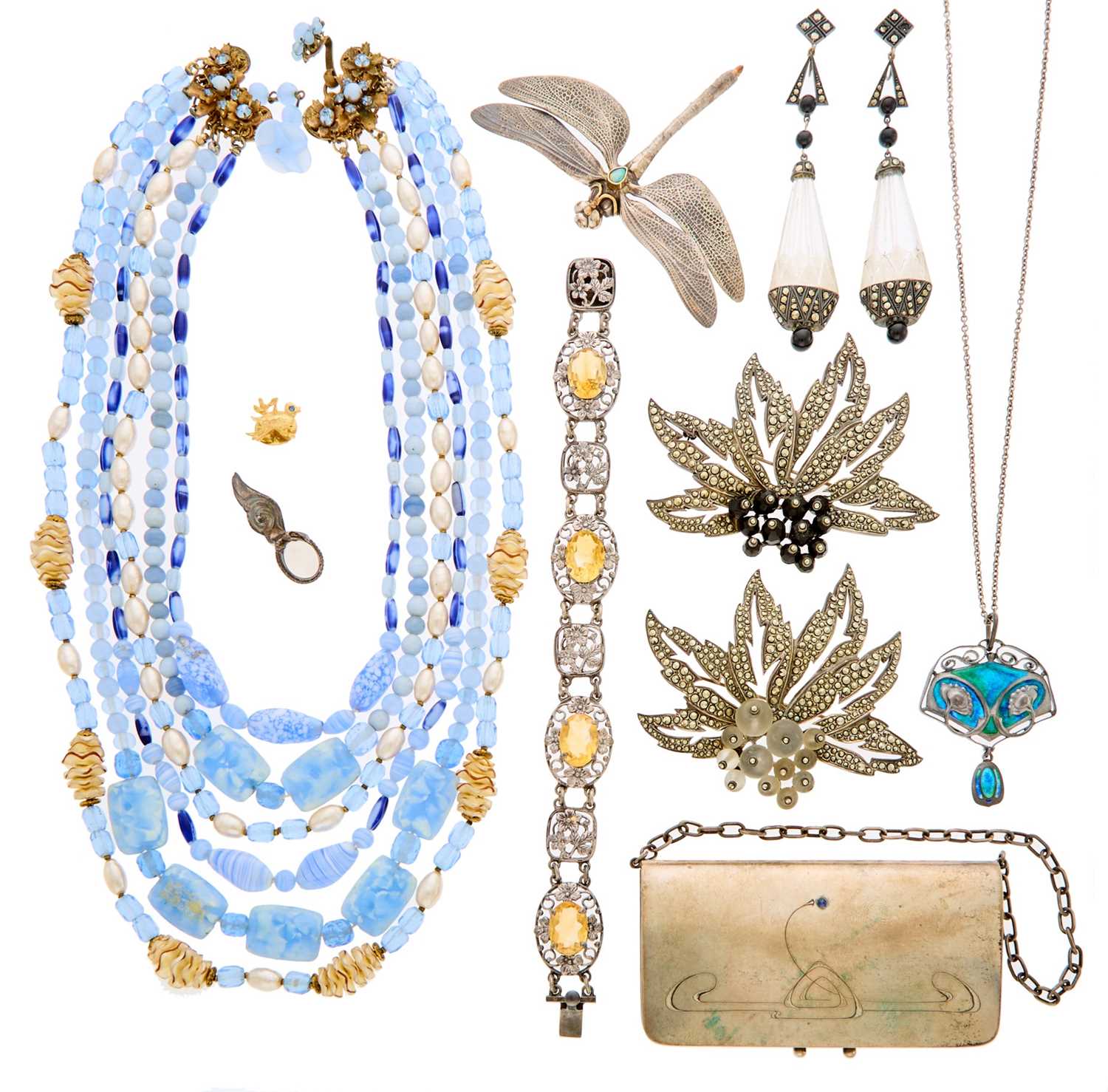 Lot 2234 - Group of Metal, Colored Stone and Bead Costume Jewelry and Fragments