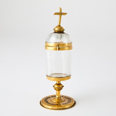 Lot 530 - Gold and Enamel Rock Crystal Reliquary Holder