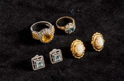 Lot 362 - Group of Low Karat Gold, Silver, Silver-Gilt, Simulated Stone and Cameo Jewelry
