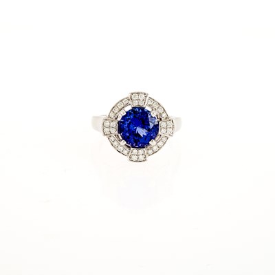 Lot 1193 - White Gold, Tanzanite and Diamond Ring