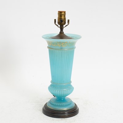 Lot 105 - Vintage Frosted Blue Glass Vase-Form Lamp