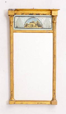 Lot 254 - Federal Stye Eglomise Trumeau Mirror