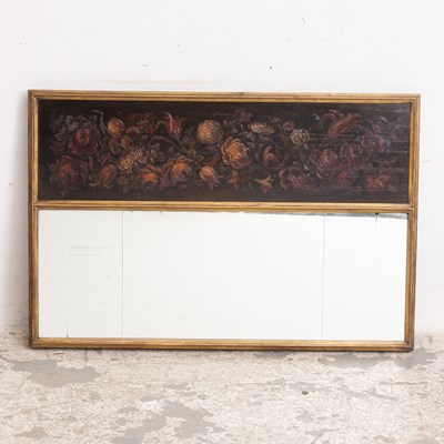 Lot 255 - Floral Painted Trumeau Mirror