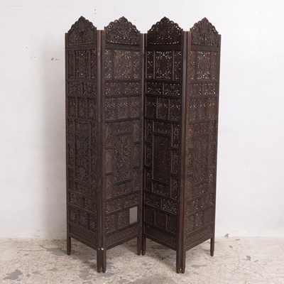 Lot 177 - Four-Panel carved Asian Style Screen