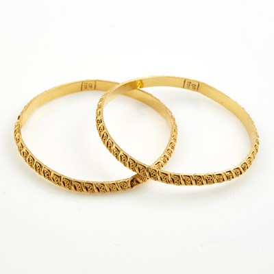 Lot 110 - Two Gold Rigid Bracelets, 22K 20 dwt., damaged