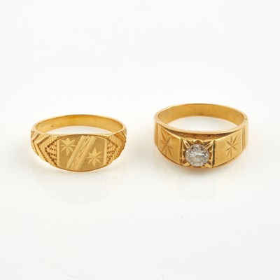 Lot 111 - Two Gold and Stone Rings, 22K 6 dwt. all