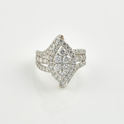 Lot 145 - Lab-Grown Diamond Ring, 66 diamonds about 3.50 cts., 14K 4 dwt.