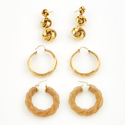 Lot 154 - Six Gold Earrings, 18K 19 dwt., damaged