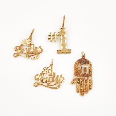 Lot 166 - Four Gold Pendants, 14K 3 dwt.