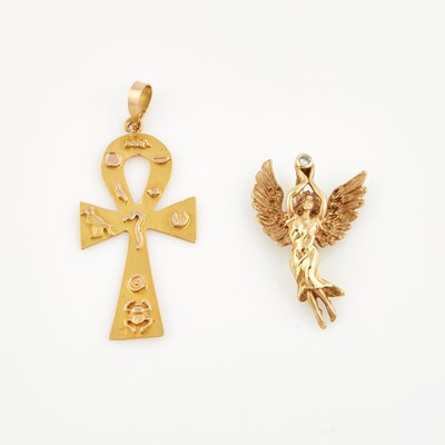 Lot 172 - Diamond Pendant and Gold Pendant, 14K 4 dwt.