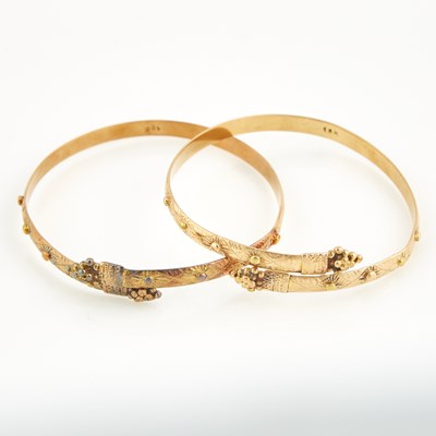 Lot 204 - Two Gold Rigid Bracelets, 14K 18 dwt., damaged