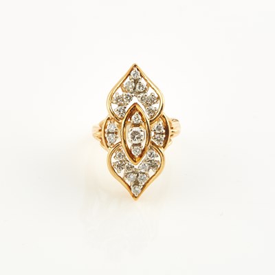 Lot 209 - Diamond Ring, 25 diamonds about 1.00 ct., 14K 5 dwt.