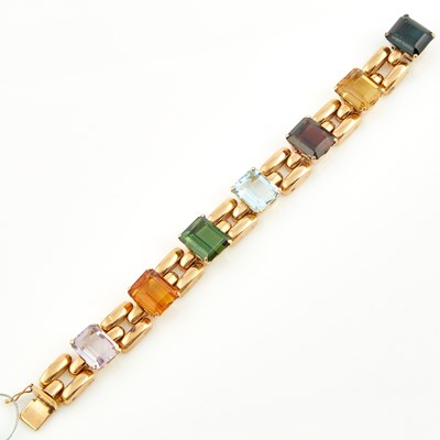 Lot 216 - Gold and Stone Flexible Bracelet, 14K 31 dwt. all