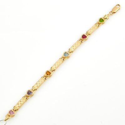 Lot 282 - Gold and Stone Flexible Bracelet, 14K 8 dwt. all