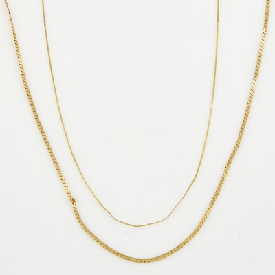 Lot 296 - Two Gold Neck Chains, 14K 3 dwt.