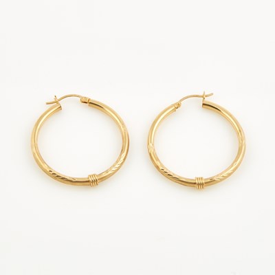 Lot 329 - Two Gold Earrings, 14K 2 dwt.