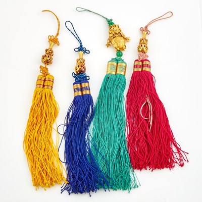 Lot 373 - Four Gold and Cord Tassels, 18K 49 dwt. all