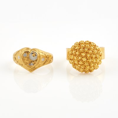 Lot 375 - Two Gold Rings, 22K 14 dwt.