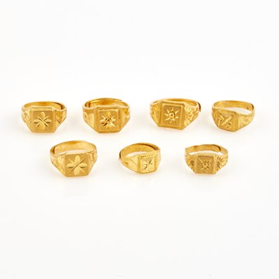 Lot 376 - Seven Gold Rings, 24K 13 dwt.