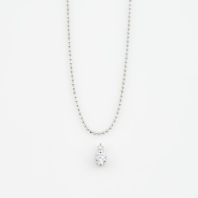 Lot 493 - Diamond Necklace, 2 diamonds, center stone about 0.50 ct., 14K 2 dwt. and Platinum, stone damaged