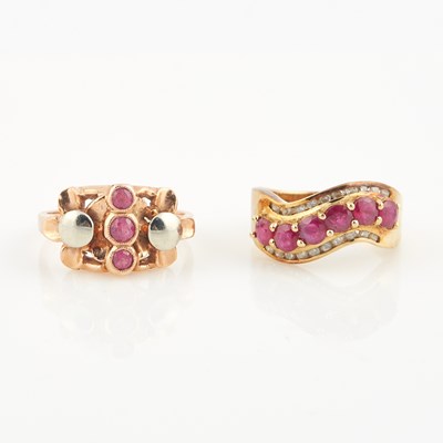 Lot 513 - Two Gold and Stone Rings, 14K 7 dwt. all