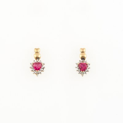 Lot 521 - Two Gold and Stone Earrings, 10K 1 dwt. all