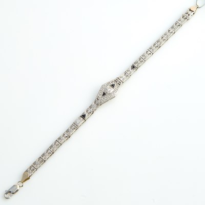 Lot 523 - Diamond and Stone Flexible Bracelet, 14K 5 dwt. all