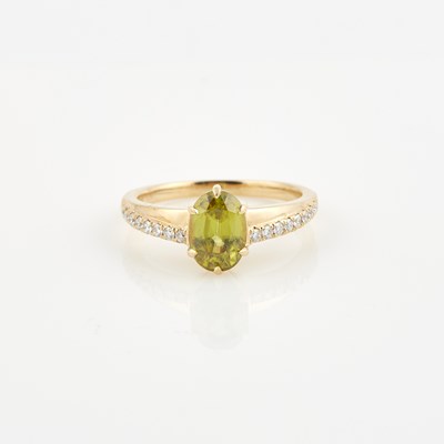 Lot 536 - Diamond and Stone Ring, 16 diamonds, 14K 2 dwt. all