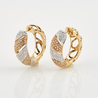 Lot 545 - Two Diamond Earrings, 210 diamonds about 1.00 ct., 14K 6 dwt.