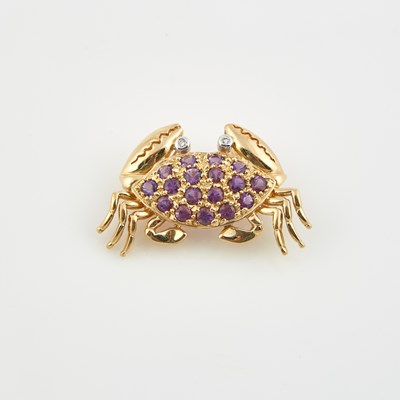 Lot 546 - Diamond and Stone Crab Pin, 14K 4 dwt. all