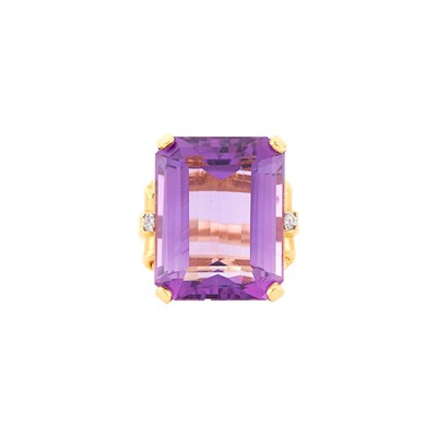 Lot 1069 - Gold, Amethyst and Diamond Ring