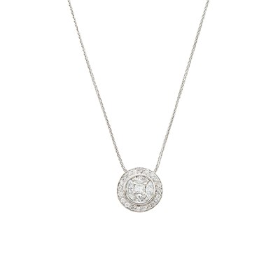 Lot 1151 - White Gold and Diamond Pendant with Chain Necklace