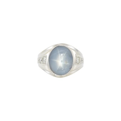 Lot 1169 - White Gold, Gray Star Sapphire and Diamond Ring