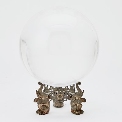 Lot 290 - French Bronze and Glass Orb on Stand a la Japonaise