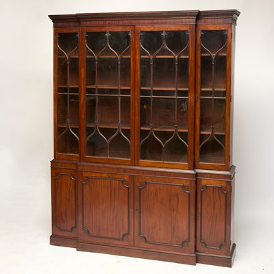 Lot 169 - George III Style Mahogany Breakfront Bookcase