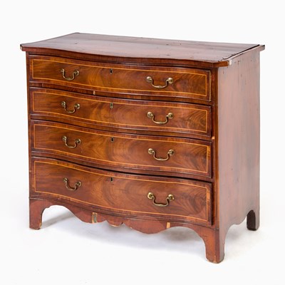 Lot 137 - A George III Mahogany & Satinwood Inlaid Serpentine Chest