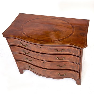Lot 137 - A George III Mahogany & Satinwood Inlaid Serpentine Chest