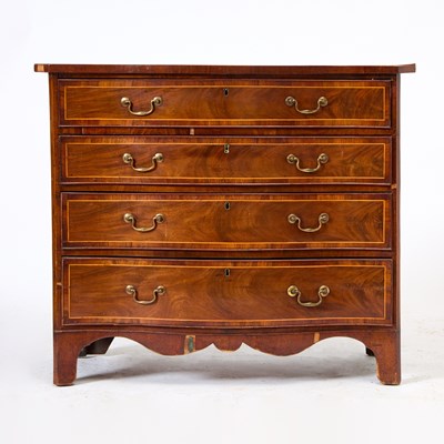 Lot 137 - A George III Mahogany & Satinwood Inlaid Serpentine Chest