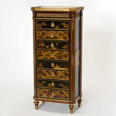 Lot 398 - Louis XVI Style Gilt-Bronze Mounted Japanese Lacquer and Mahogany Secrétaire à Abattant
