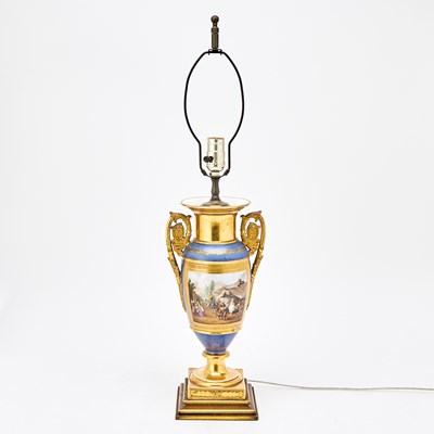 Lot 122 - Paris Blue and Gold Ground Vase, Now Mounted as a Lamp