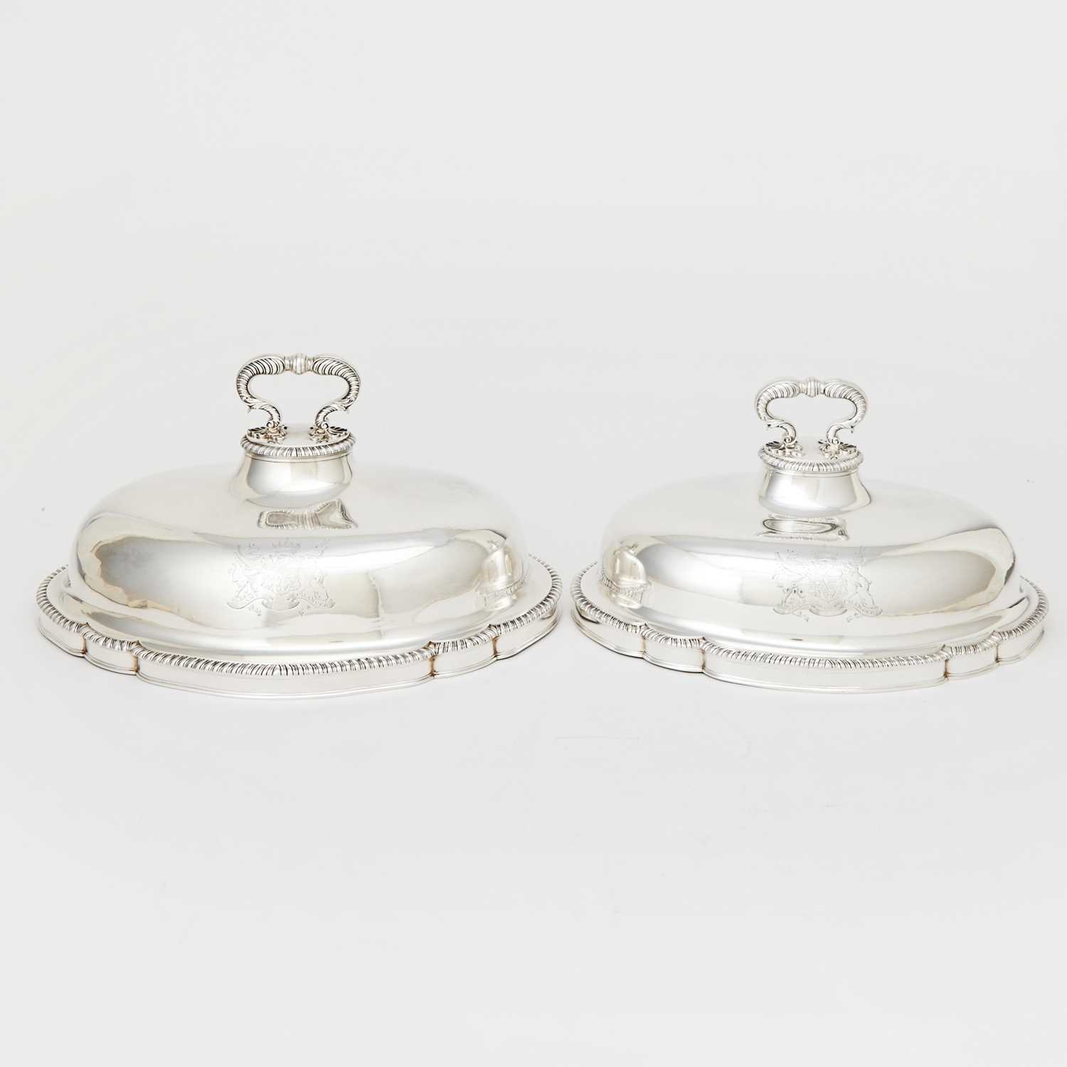 Lot 318 - Graduated Pair of George III Sterling Silver Meat Domes