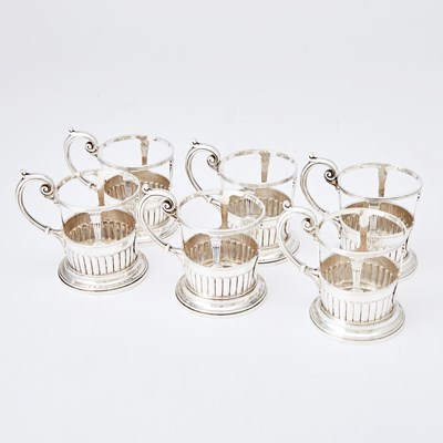 Lot 351 - Set of Six Victorian Sterling Silver Tea Glass Holders