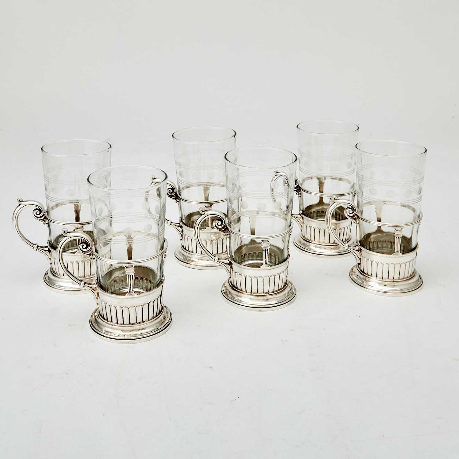 Lot 351 - Set of Six Victorian Sterling Silver Tea Glass Holders