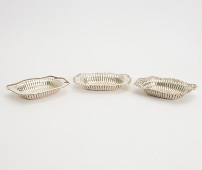 Lot 188 - Group of Three Sterling Silver Butter Trays