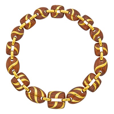 Lot 155 - Sabbadini Gold and Wood Necklace