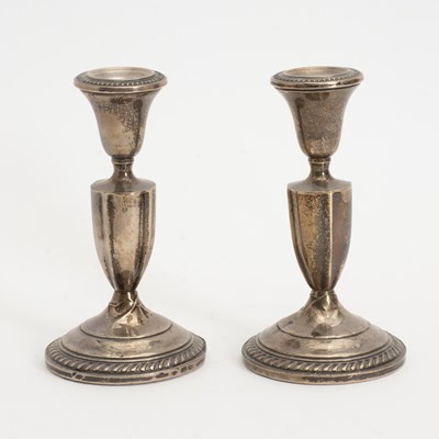 Lot 192 - Pair of Weighted Sterling Candlesticks