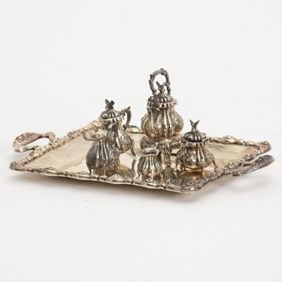 Lot 198 - Miniature Mexican Silver Tea Set