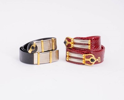 Lot 150 - Two Judith Leiber Leather Belts