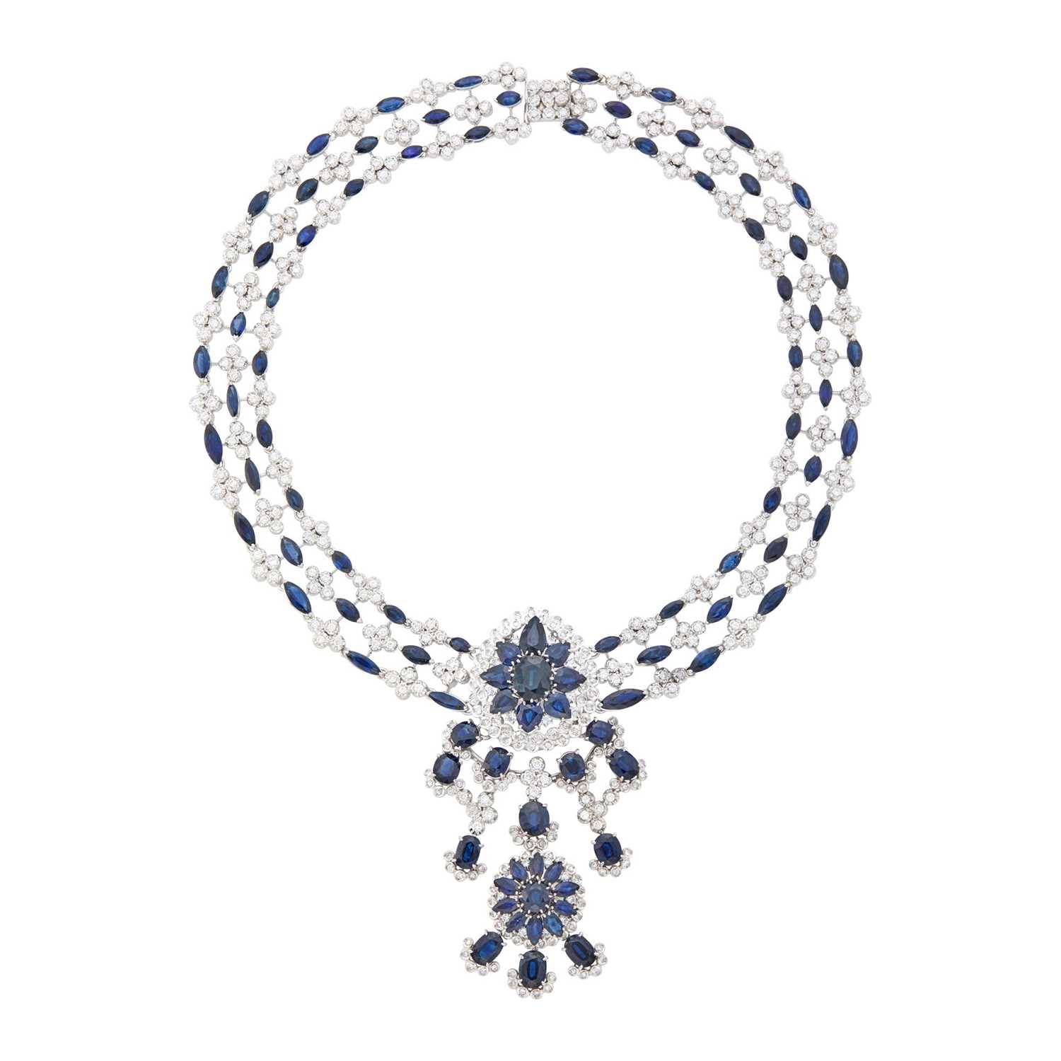 Lot 68 - White Gold, Sapphire and Diamond Necklace